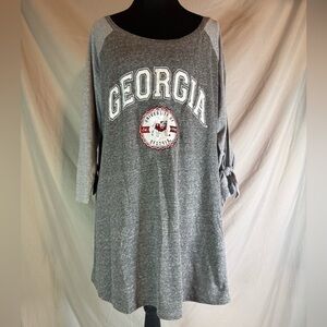 NCAA Georgia Game Day Couture Long Split Sleeve Tee 🐶❤️🖤